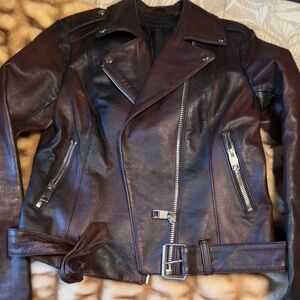 UNIQUE Carmar Brown 100% Leather Biker Jacket